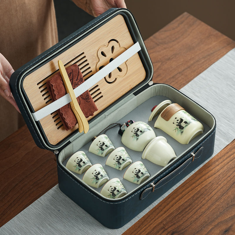 古樸禪意【熊貓黃玉汝窯】便攜式戶外旅行茶具 商務 禮盒 家用 品味百態人生! 古樸禪意【熊貓黃玉汝窯】便攜式戶外旅行茶具 商務 禮盒 家用 品味百態人生!